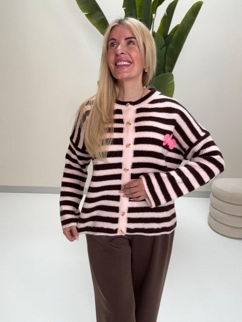 Strickjacke SOHO rosa/braun