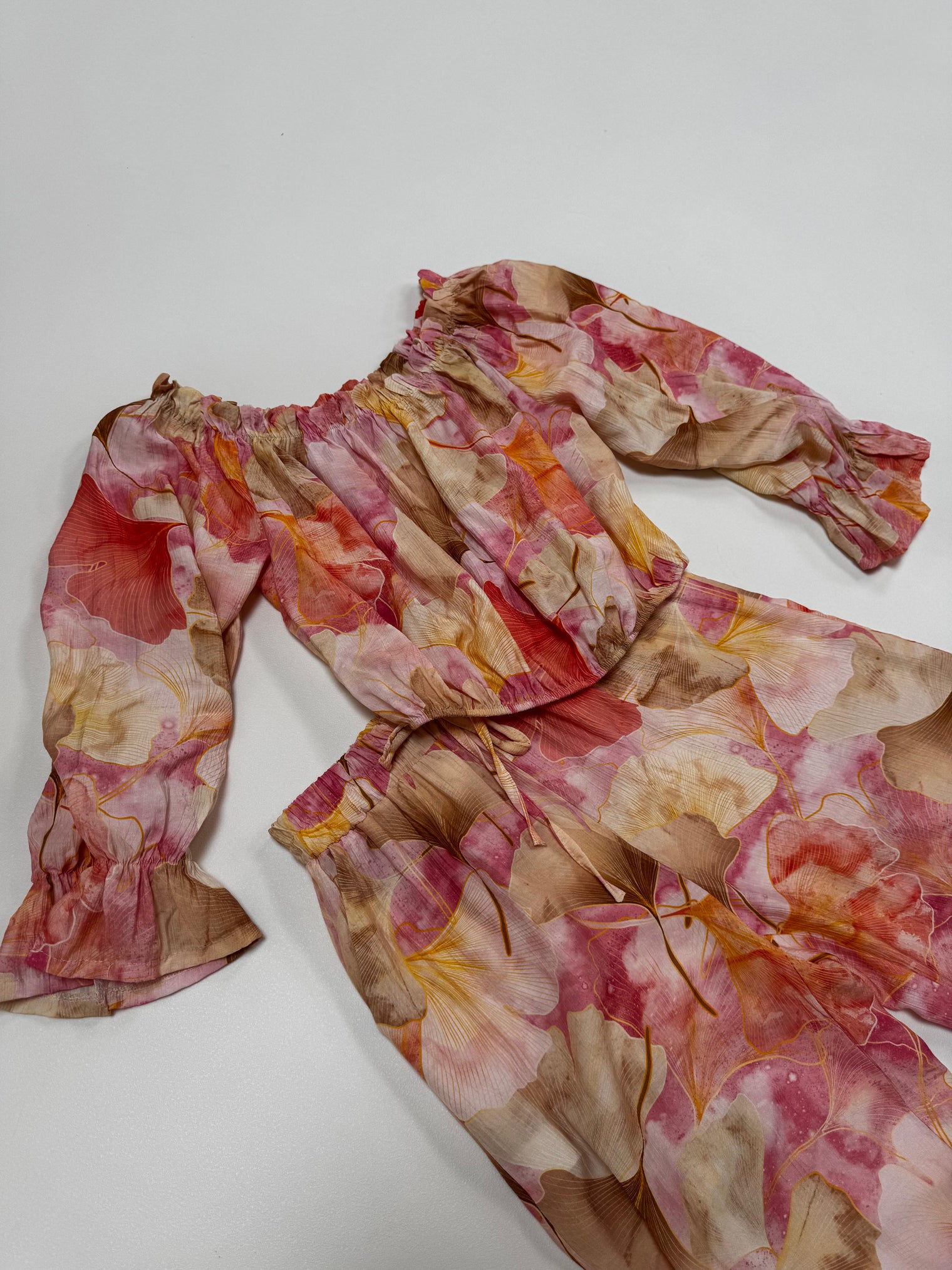Carmen Bluse langarm FLORAL QUEEN beige/creme/rose