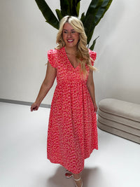 Signature Boho Musselin Kleid peach LEO POWER coral/rosa
