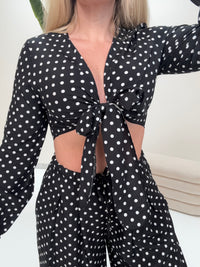 Bindebluse POLKA DOTS LOVE schwarz/weiß