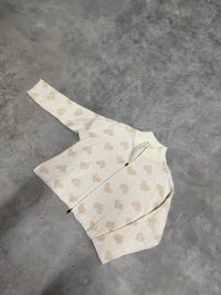 Zipper Strickjacke mit Herzchen weiß/creme