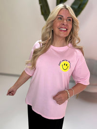 Statement Shirt DONT WORRY BE HAPPY rosa mit Rückenprint