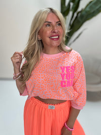Statement Sweatshirt hellrosa YES YOU CAN Leo orange