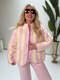Stepp Jacke CALL ME STRIPES rosa/gelb