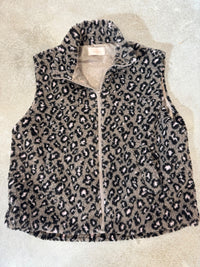 LEO Teddy Weste taupe/schwarz/hellrosa