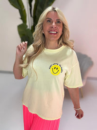 Statement Shirt DONT WORRY BE HAPPY gelb mit Rückenprint