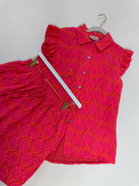 Musselin Shorts fuchsia SUMMER MEMORIES mit hot pink/orange