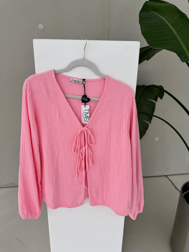 Musselin Bluse CANDY ROSE mit Schleifchen
