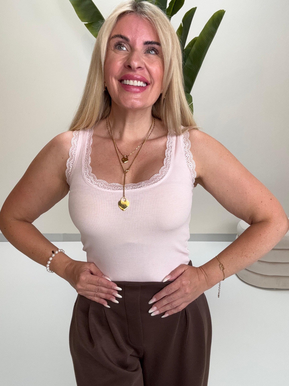 Basic Top mit Spitze EVERYDAY`rosa