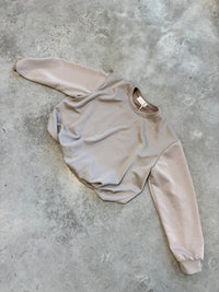 Butterstoff Pullover mit Gummizug unten beige