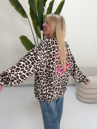 Oversize Sweater beige Leo ITS ALL GOOD pink mit Rückenprint