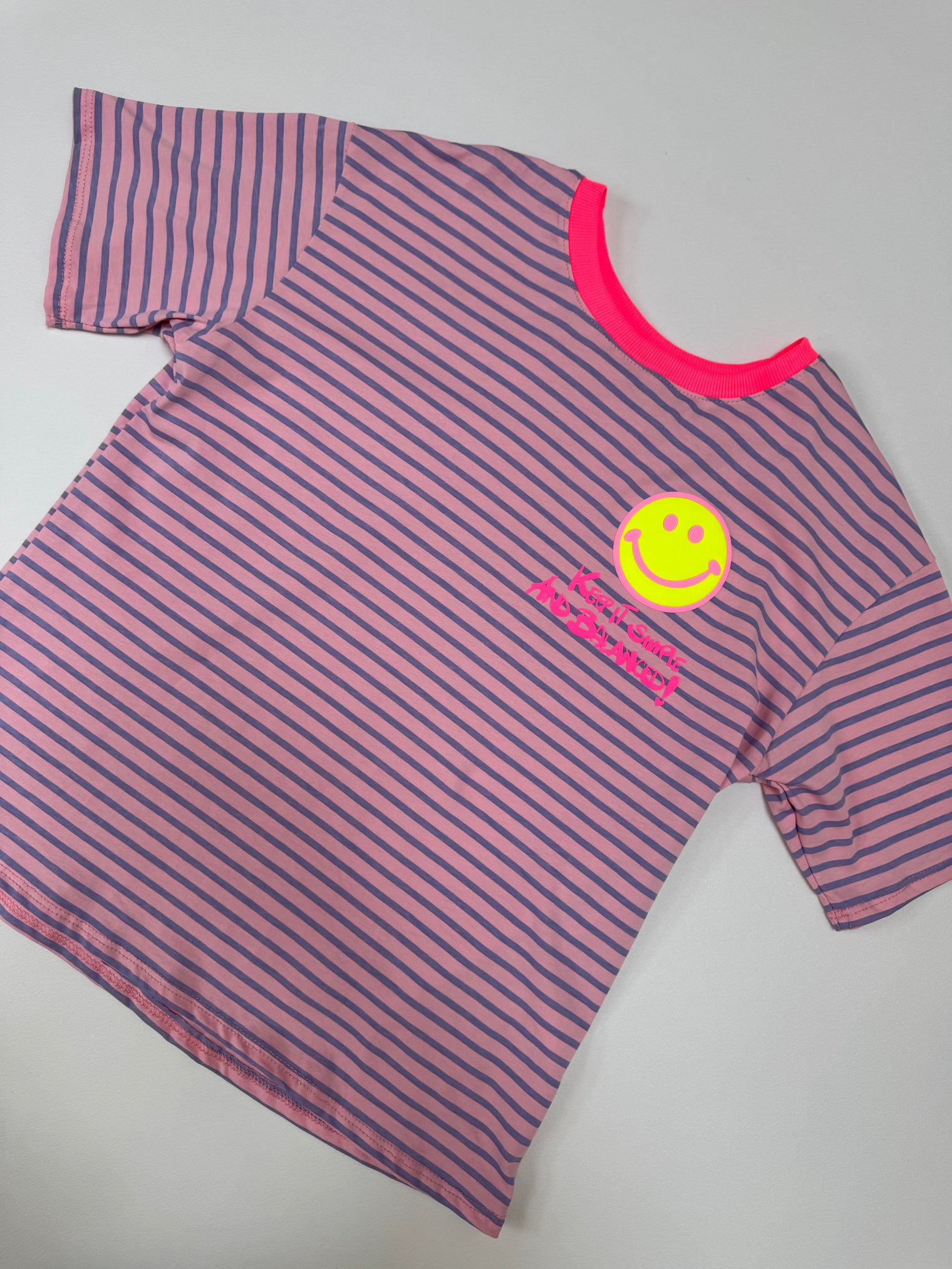 Gestreiftes Baumwoll Shirt KEEP IT SIMPLE rosa/flieder