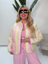 Stepp Jacke CALL ME STRIPES candy rosa/kiwi