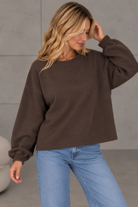 Sweater mit Rückenprint Mommy dunkelbraun