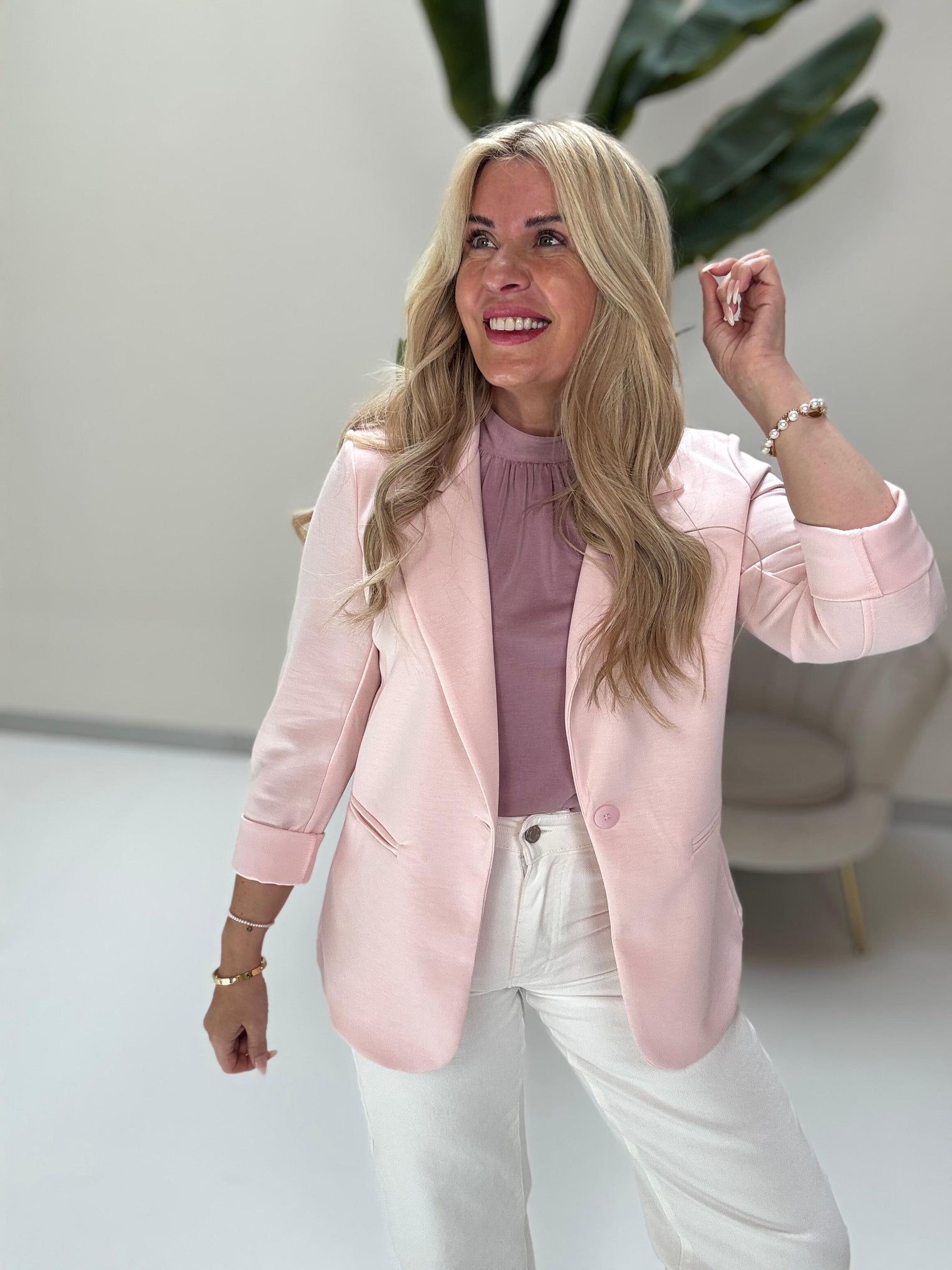 Stretch Butterstoff Blazer LOOK TO THE SKY rosa