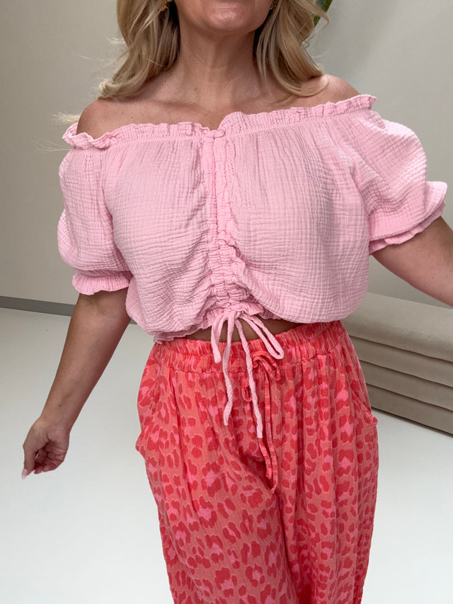 Musselin Carmen Bluse SUNNY DAY rosa