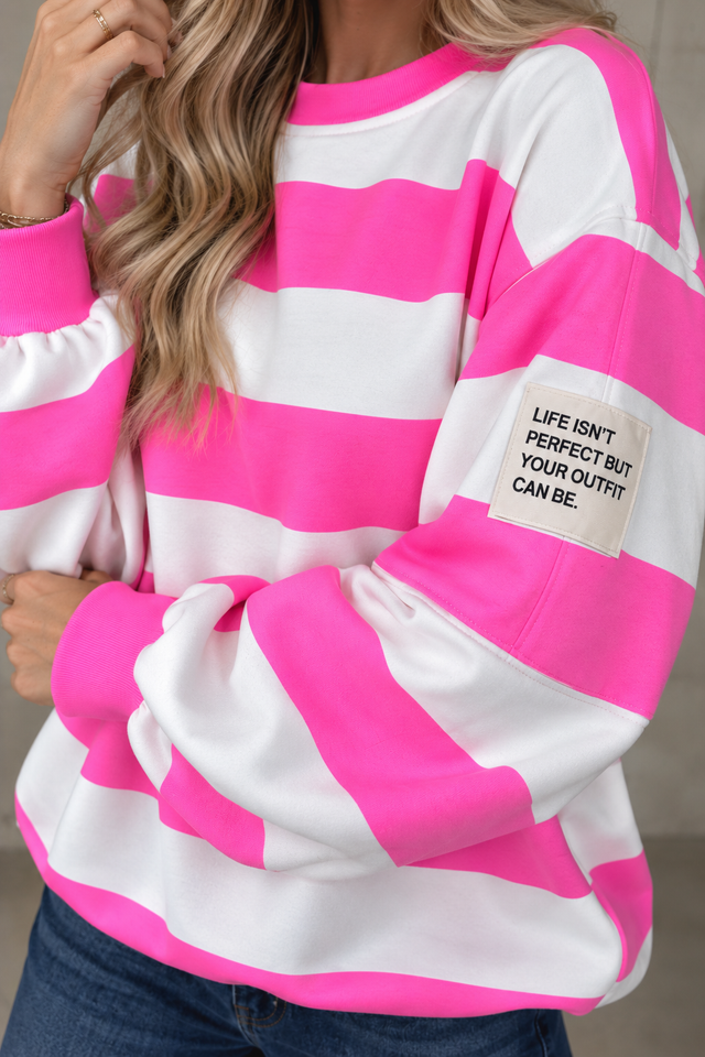 Butterstoff Sweater PERFECT OUTFIT pink/weiß