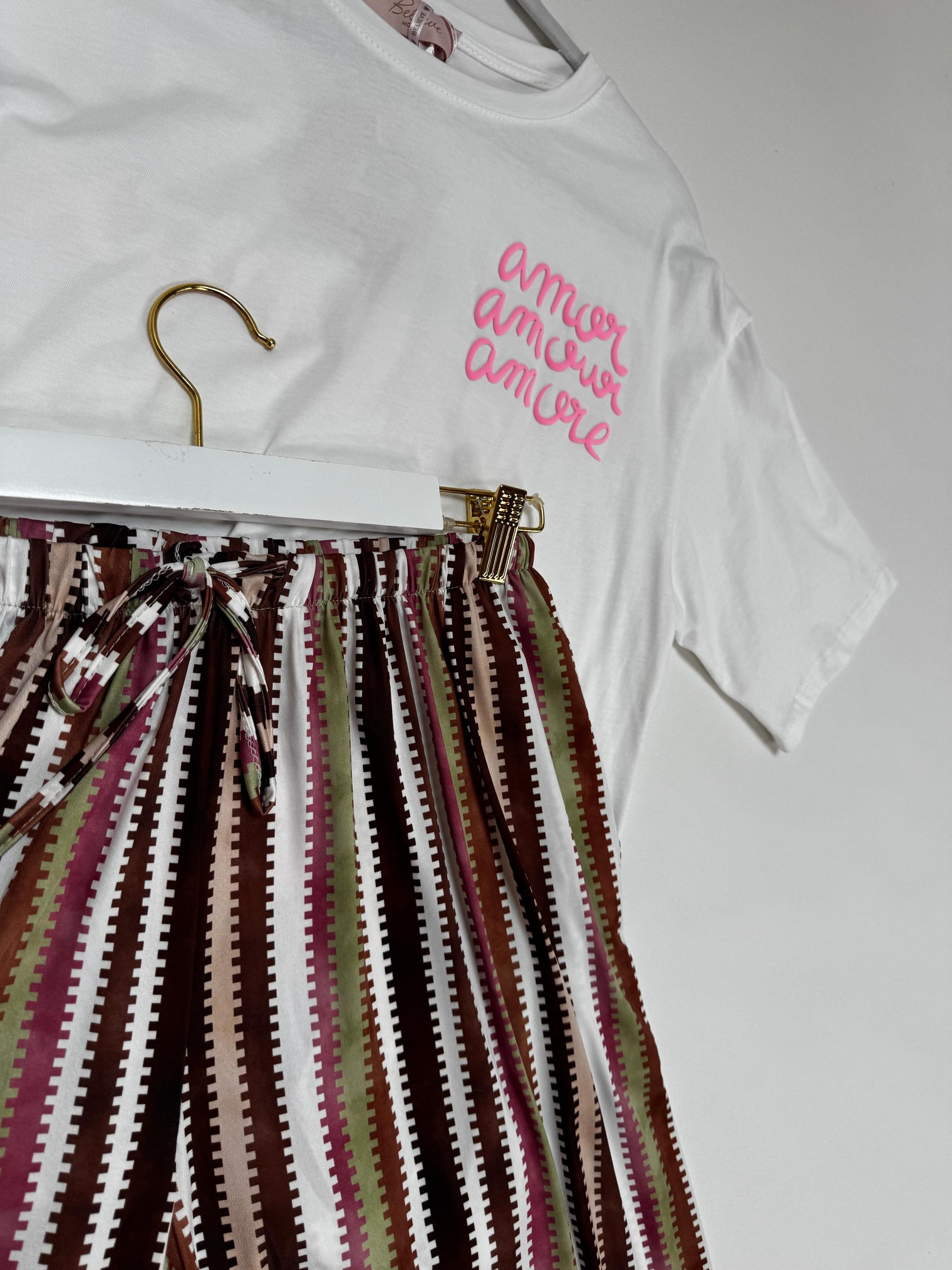 Butterstoff Hose COLORFUL SUMMER braun/grün/beige/rosa