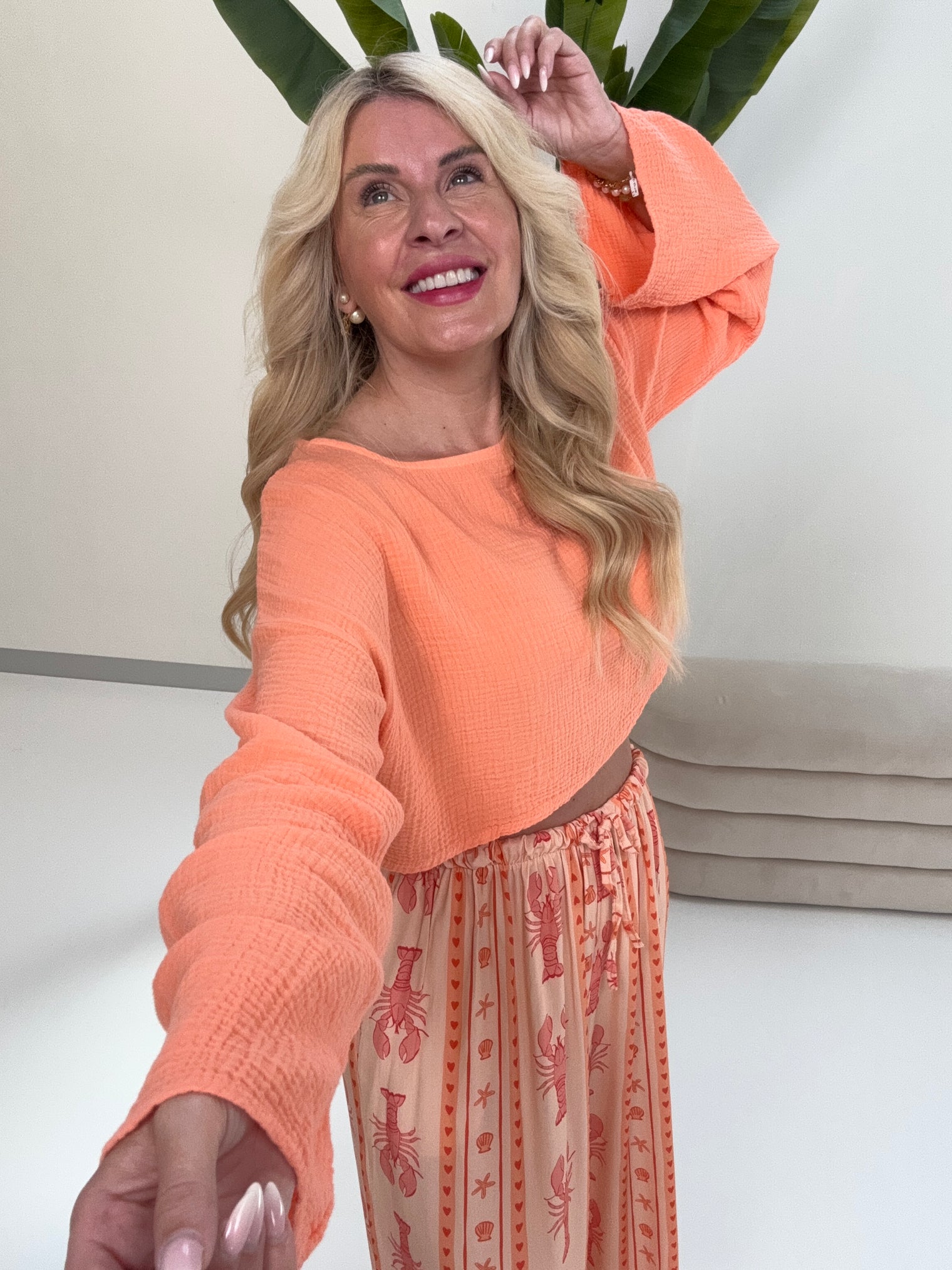 Cropped Musselin Oberteil MUSSELIN MUST-HAVE peach