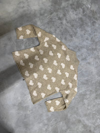 Zipper Strickjacke mit Herzchen beige/weiß