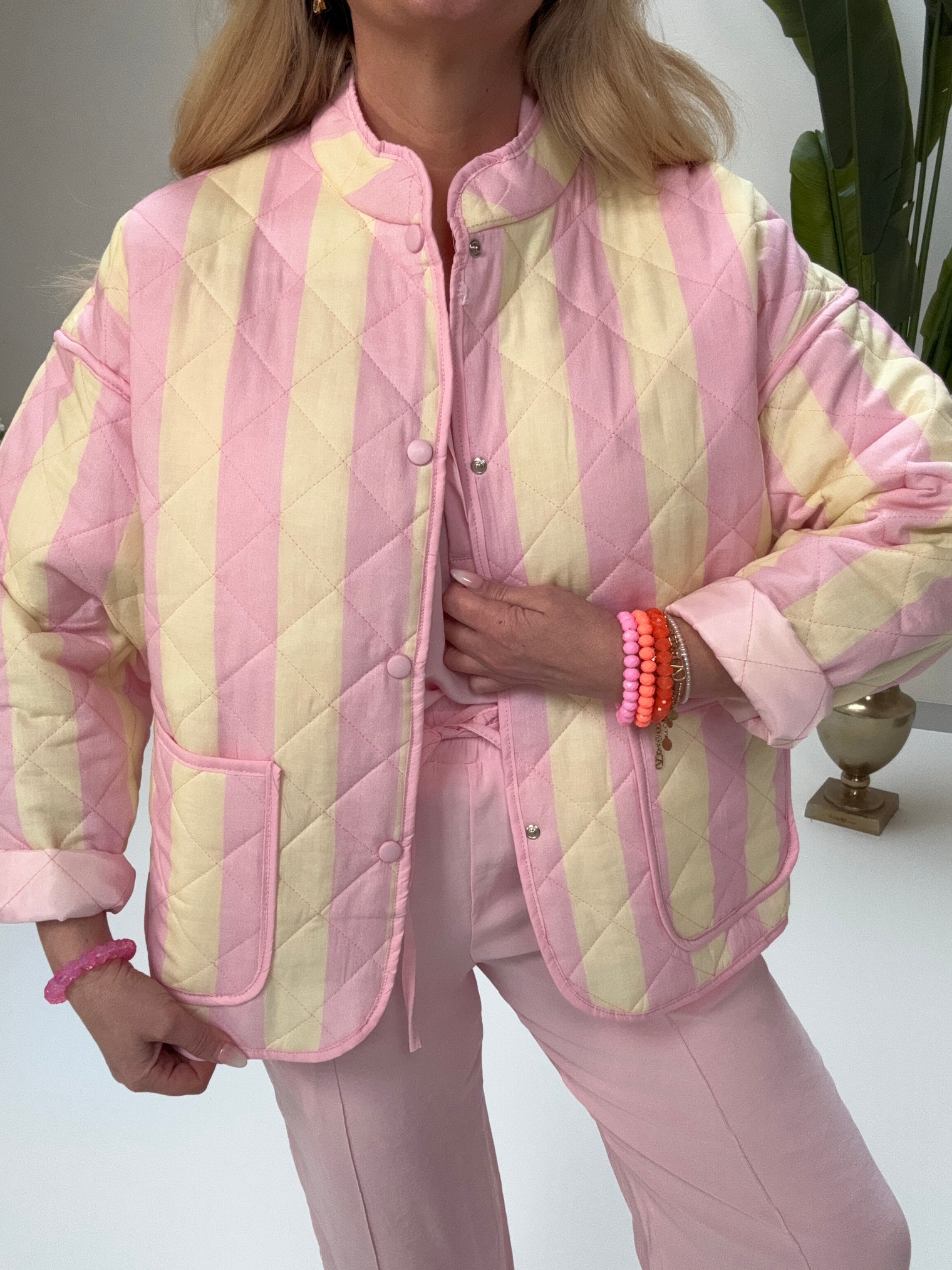 Stepp Jacke CALL ME STRIPES rosa/gelb