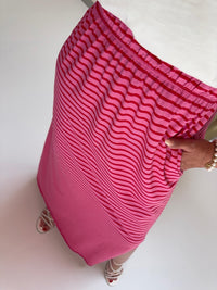 Rock mit Schlitzen & seitlichen Eingriff Taschen pink/rot gestreift