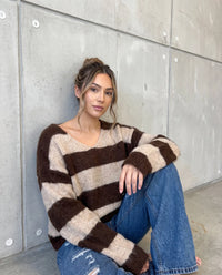 Kuschelweicher Strickpullover mit Alpakaanteil braun/beige