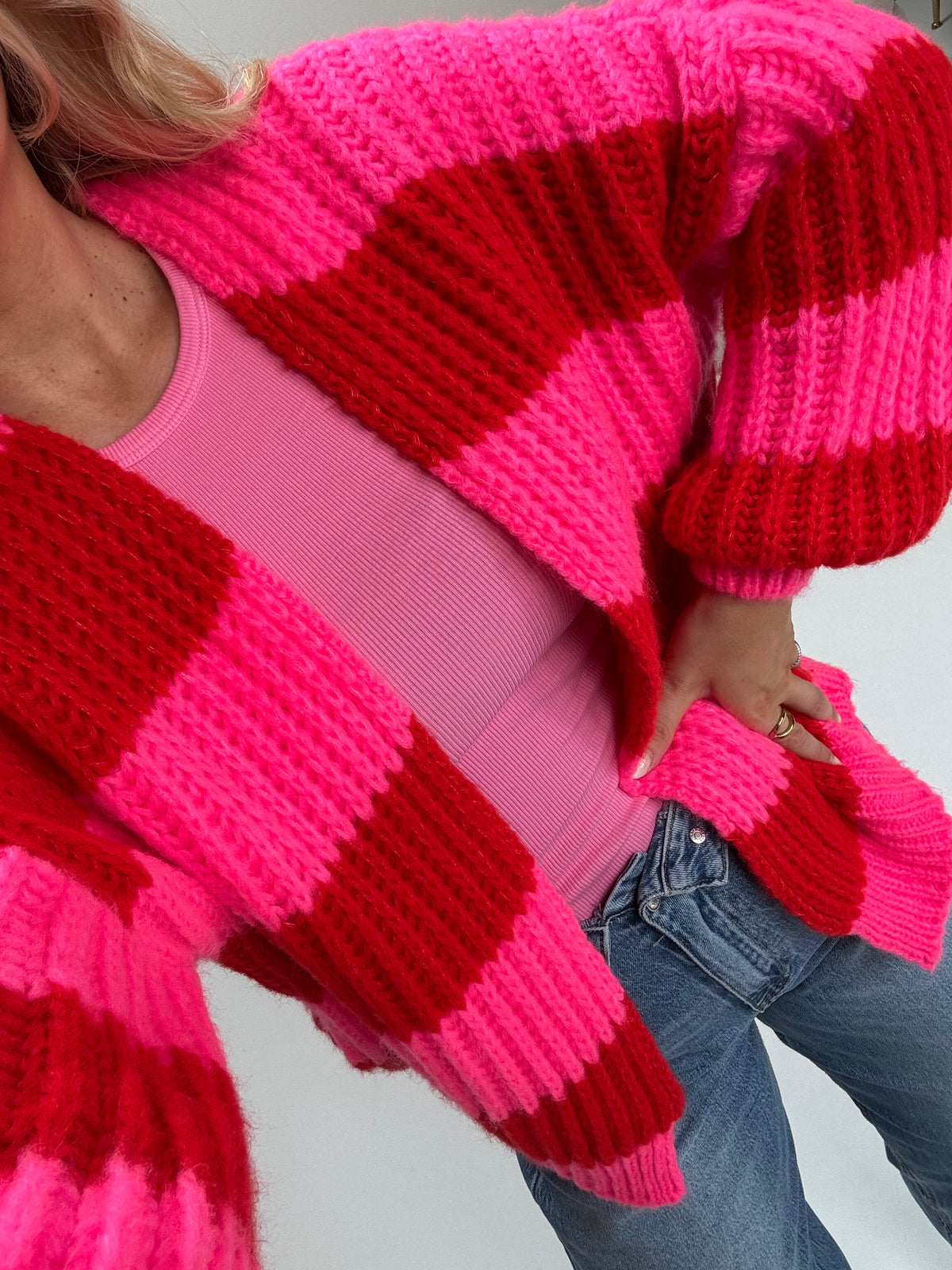Strickjacke ONLY COZY VIBES pink/rot