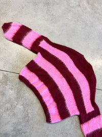 Flauschige Strickjacke mit Knopfleiste burgundy/rosa