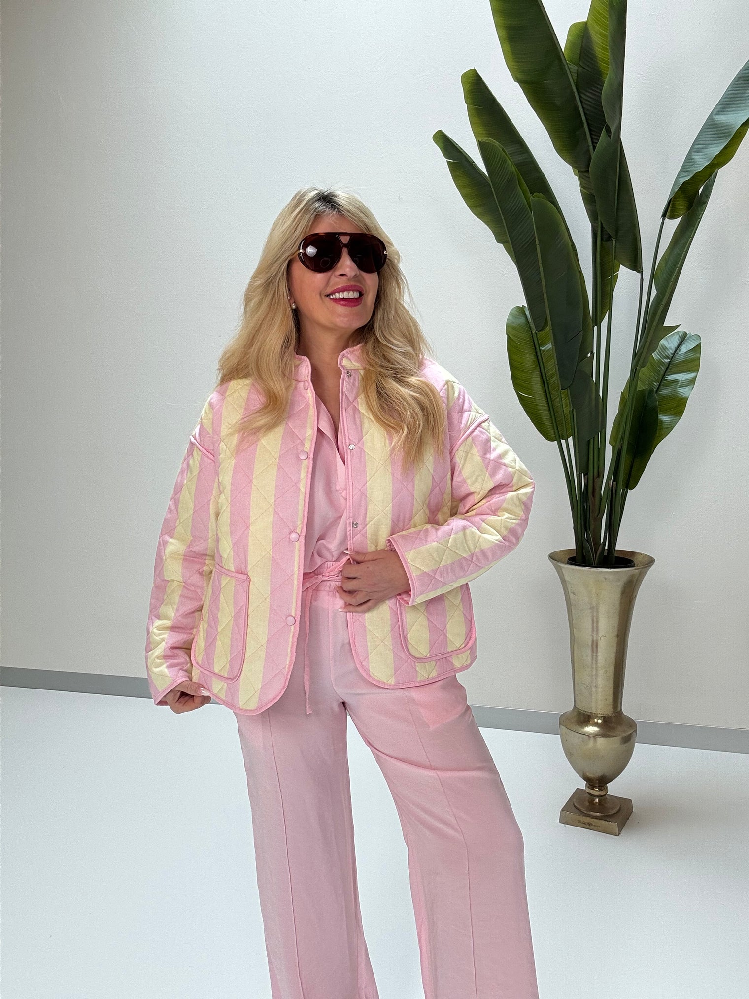 Stepp Jacke CALL ME STRIPES rosa/gelb