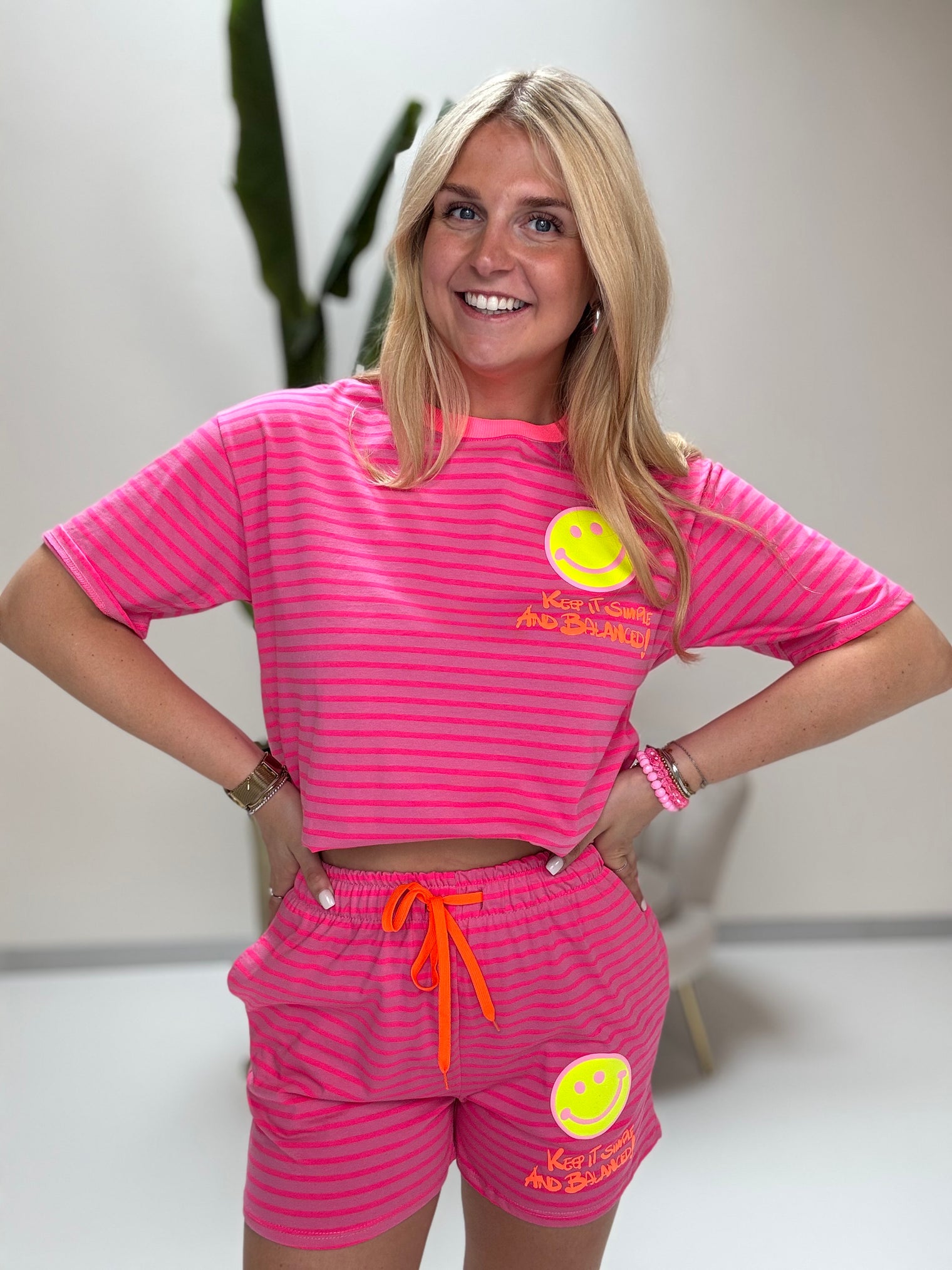 Gestreifte Baumwoll Shorts KEEP IT SIMPLE fuchsia/pink