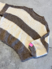 Strickpullover mit Patch taupe/creme