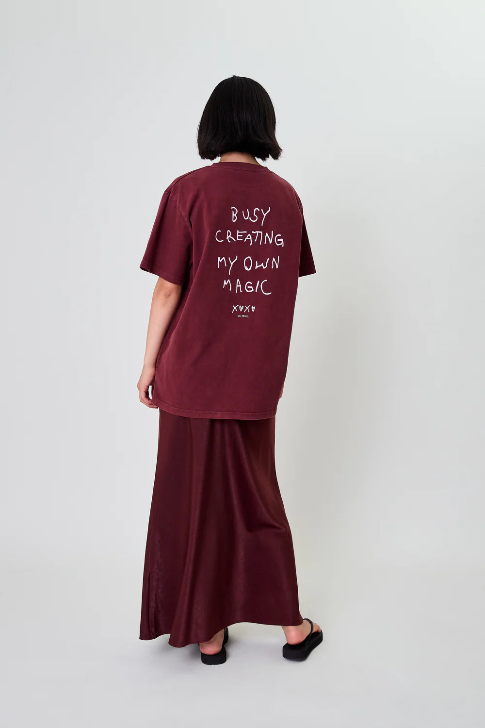 OH APRIL Jaelynn Satin Skirt Cherrywood