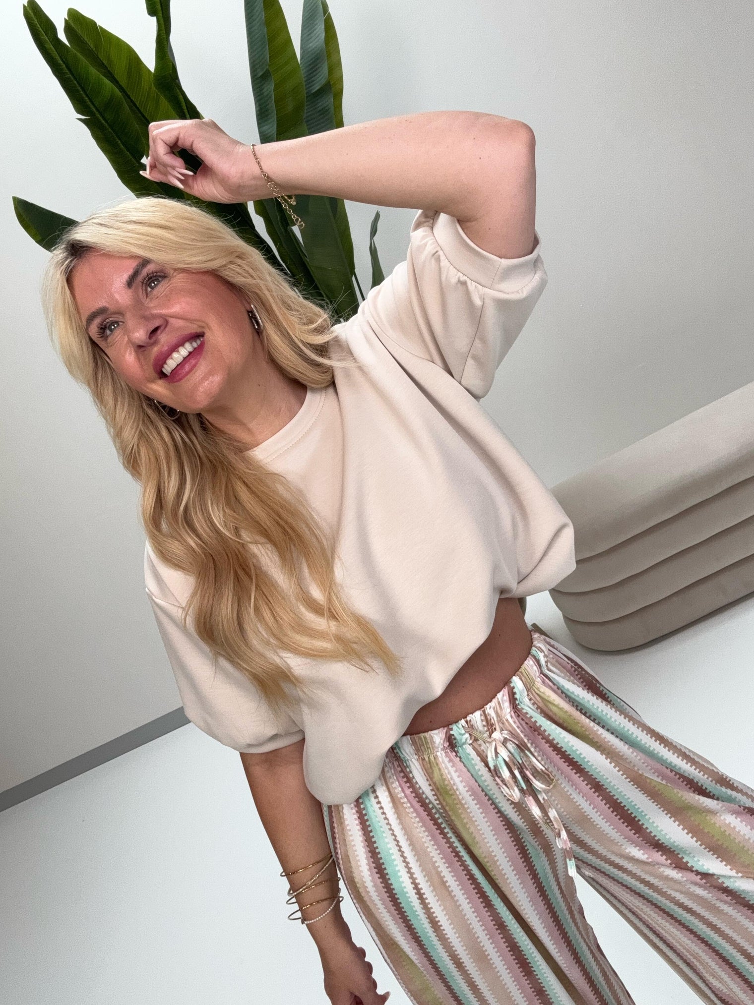 Butterstoff Shirt CROPPED COOLNESS beige
