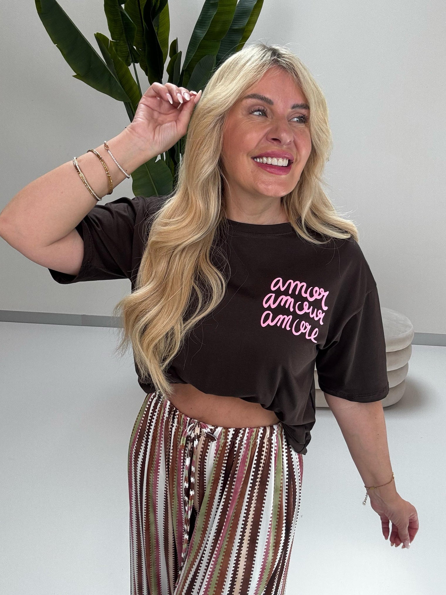 Statement Shirt coffee AMORE AMORE AMORE multi