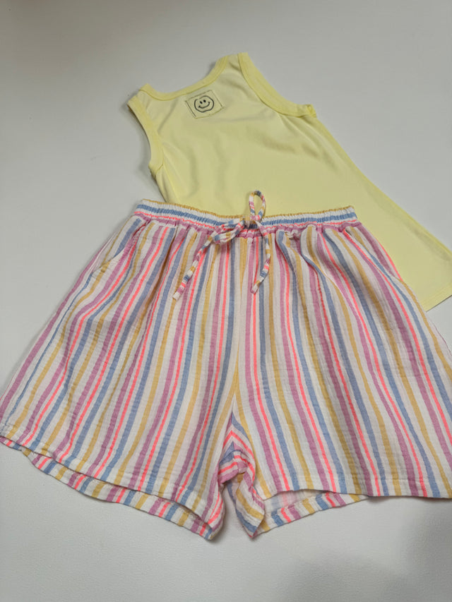 Musselin Shorts weiß SMALL STRIPES weiß/blau/rosa/gelb/orange