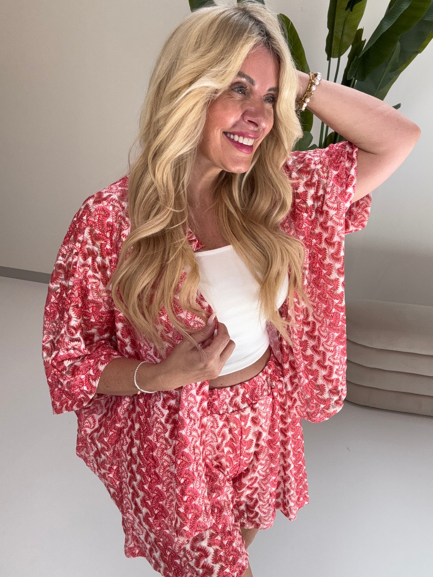 Sommer Bluse kurzarm SUMMER HOT rosa/pink/rot