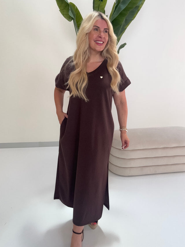 Butterstoff Kleid MINI HEART dark chocolate