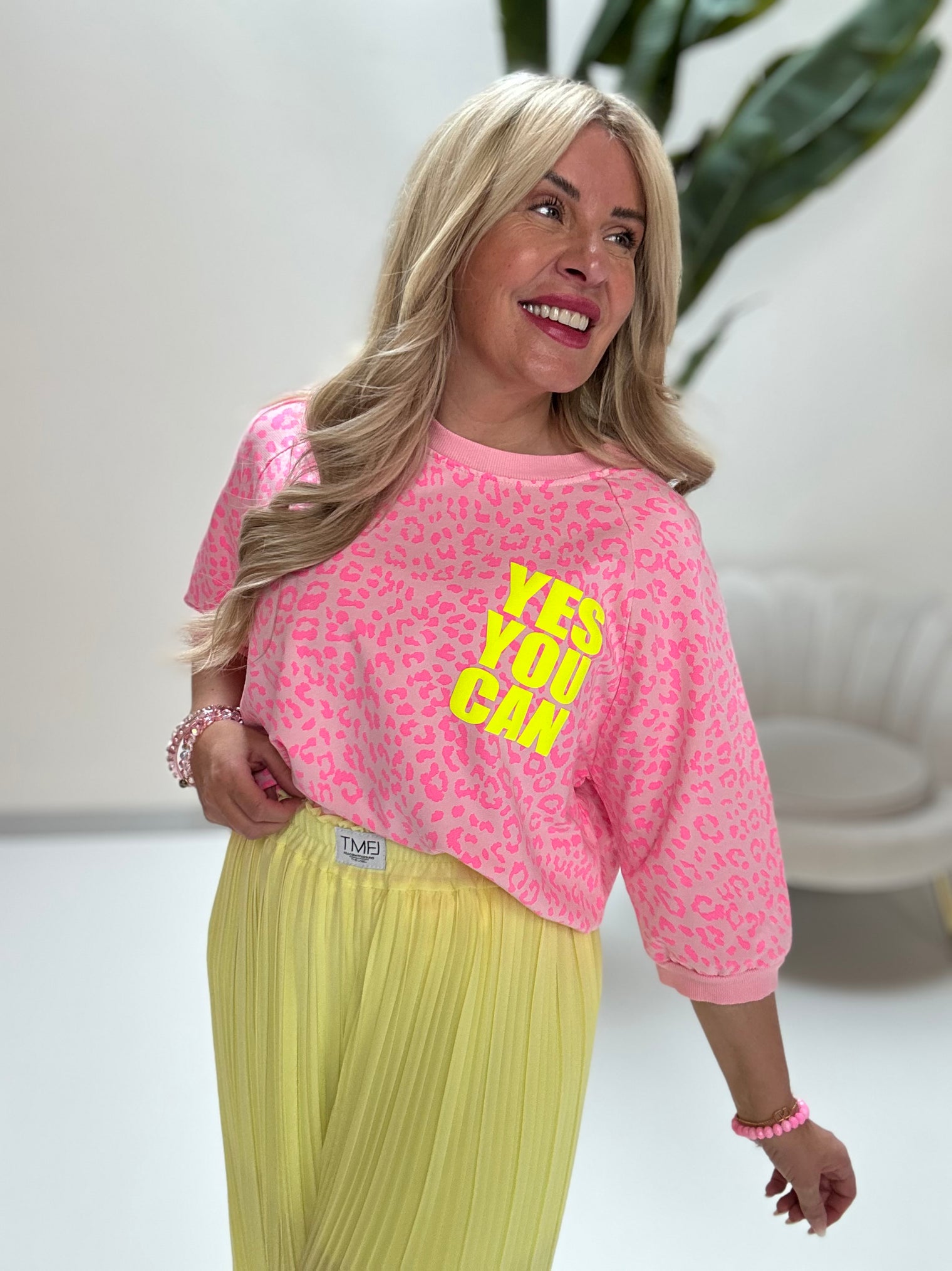 Statement Sweatshirt hellrosa YES YOU CAN Leo pink