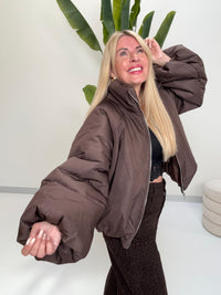 Jacke PUFFY POWER mit Reißverschluss dark coffee