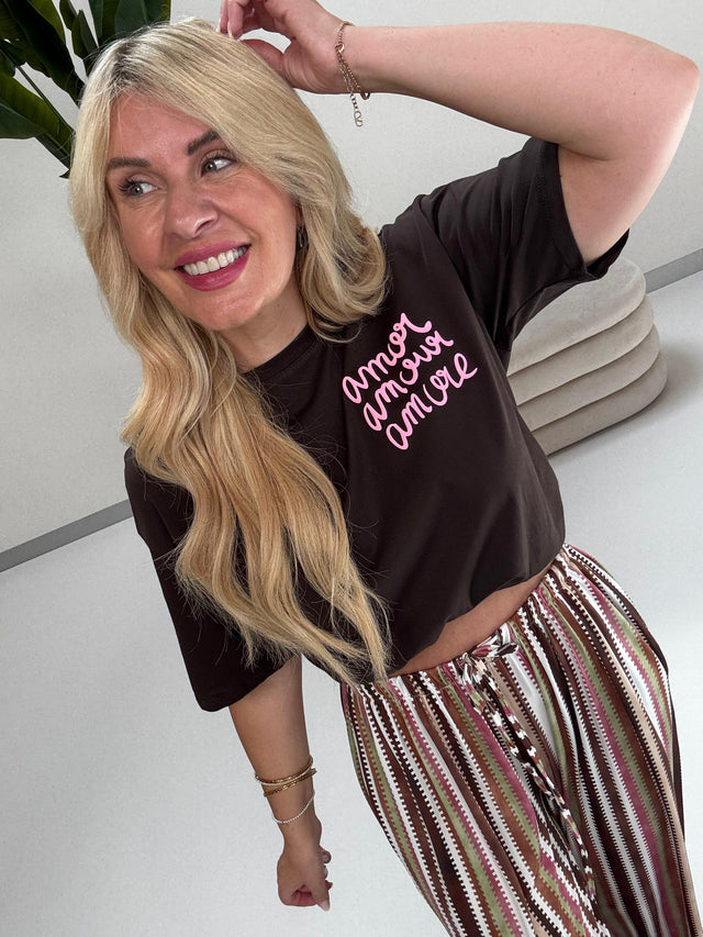 Statement Shirt coffee AMORE AMORE AMORE multi