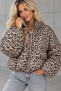 Jacke PUFFY POWER mit Reißverschluss taupe Leo