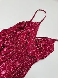 Luftiges Sommer Kleid FLORAL FEMININE mit dünnen Trägern burgundy/rose