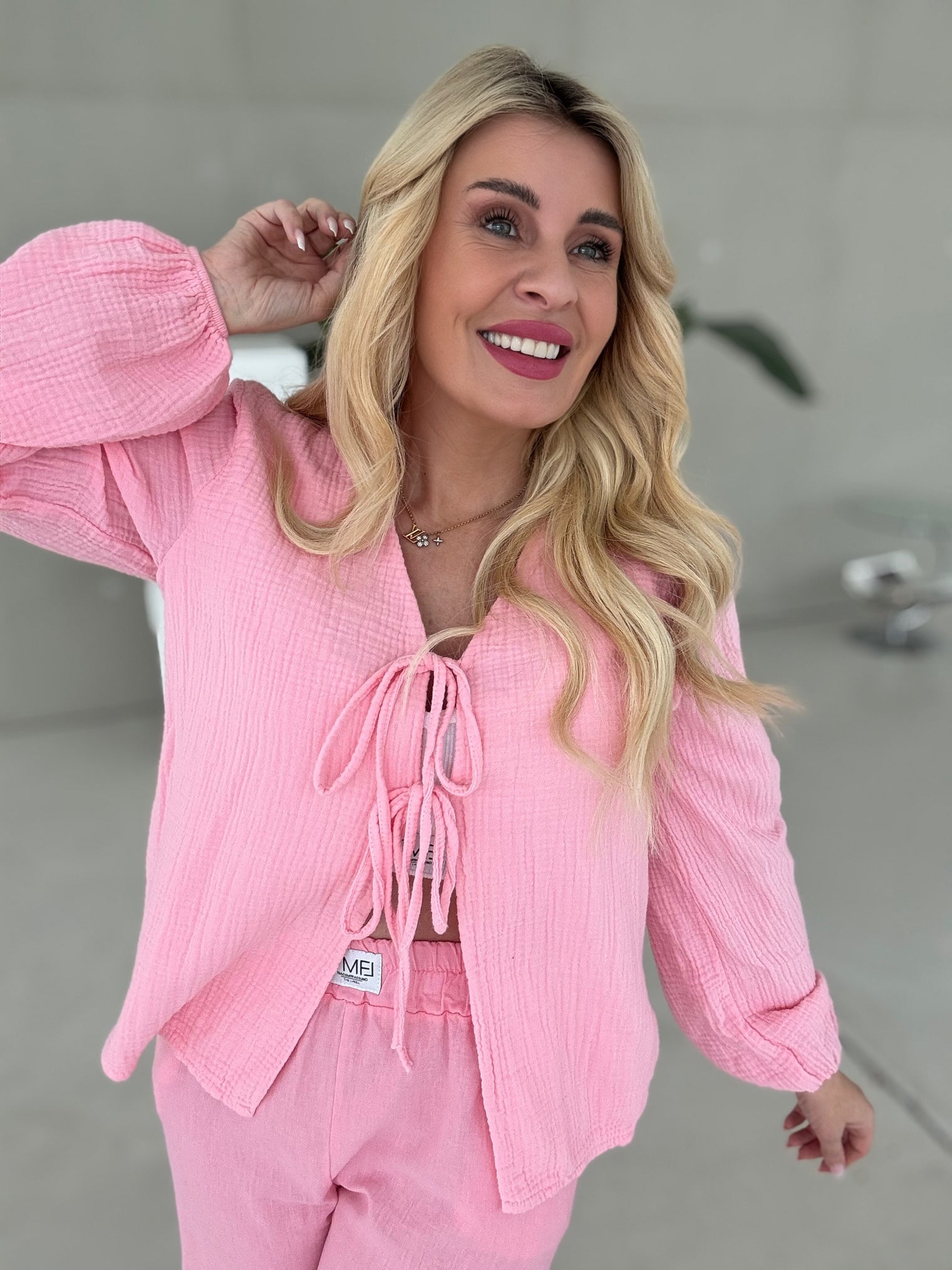 Musselin Bluse CANDY ROSE mit Schleifchen