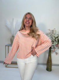 Langarmshirt HAPPY STRIPES rosa/beige