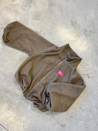 Kuschel Jacke mit Reißverschluss & Patch DRESS FOR YOURSELF Taupe