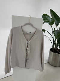 Musselin Bluse BEIGE mit Schleifchen