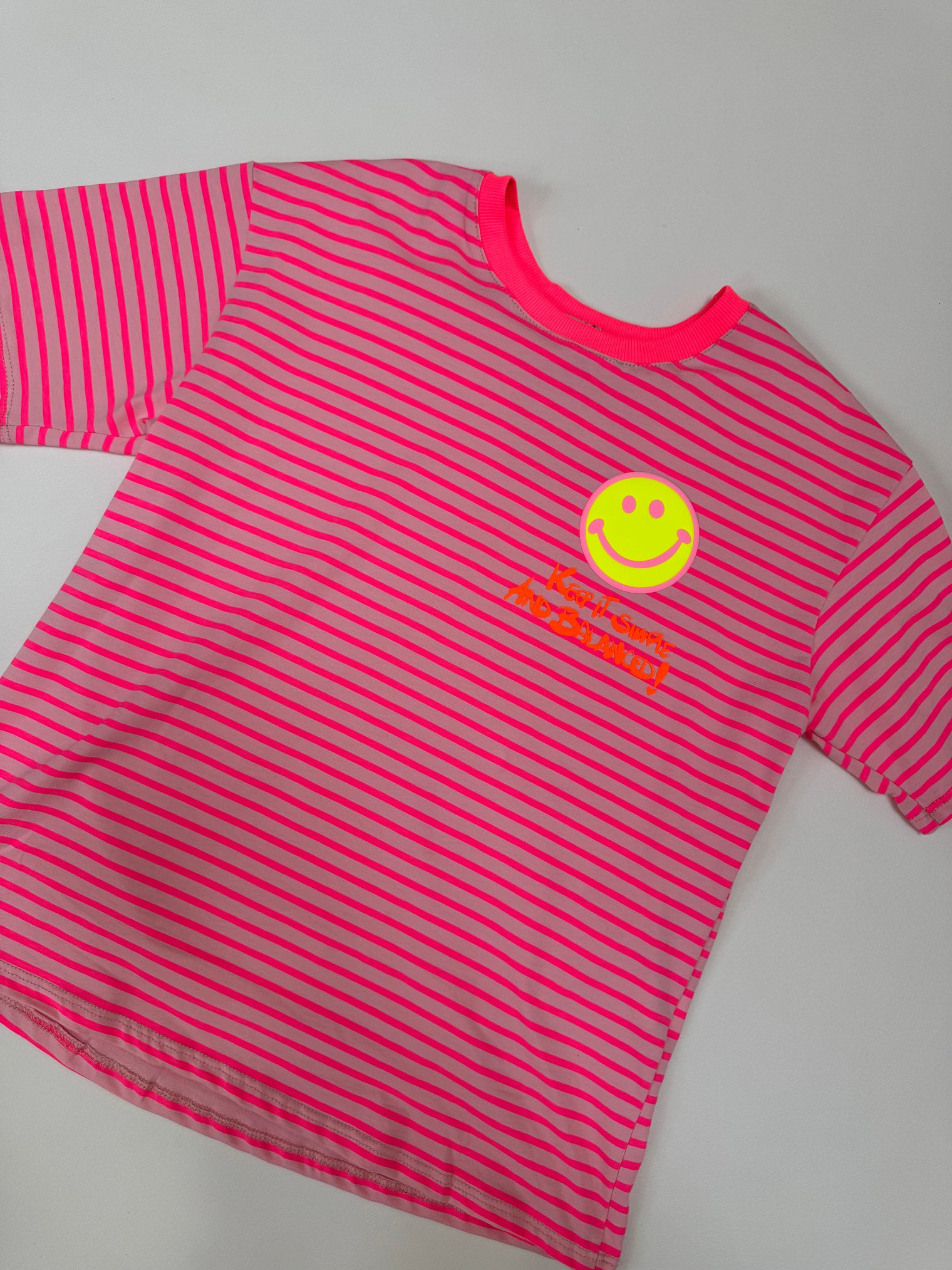 Gestreiftes Baumwoll Shirt KEEP IT SIMPLE rosa/pink