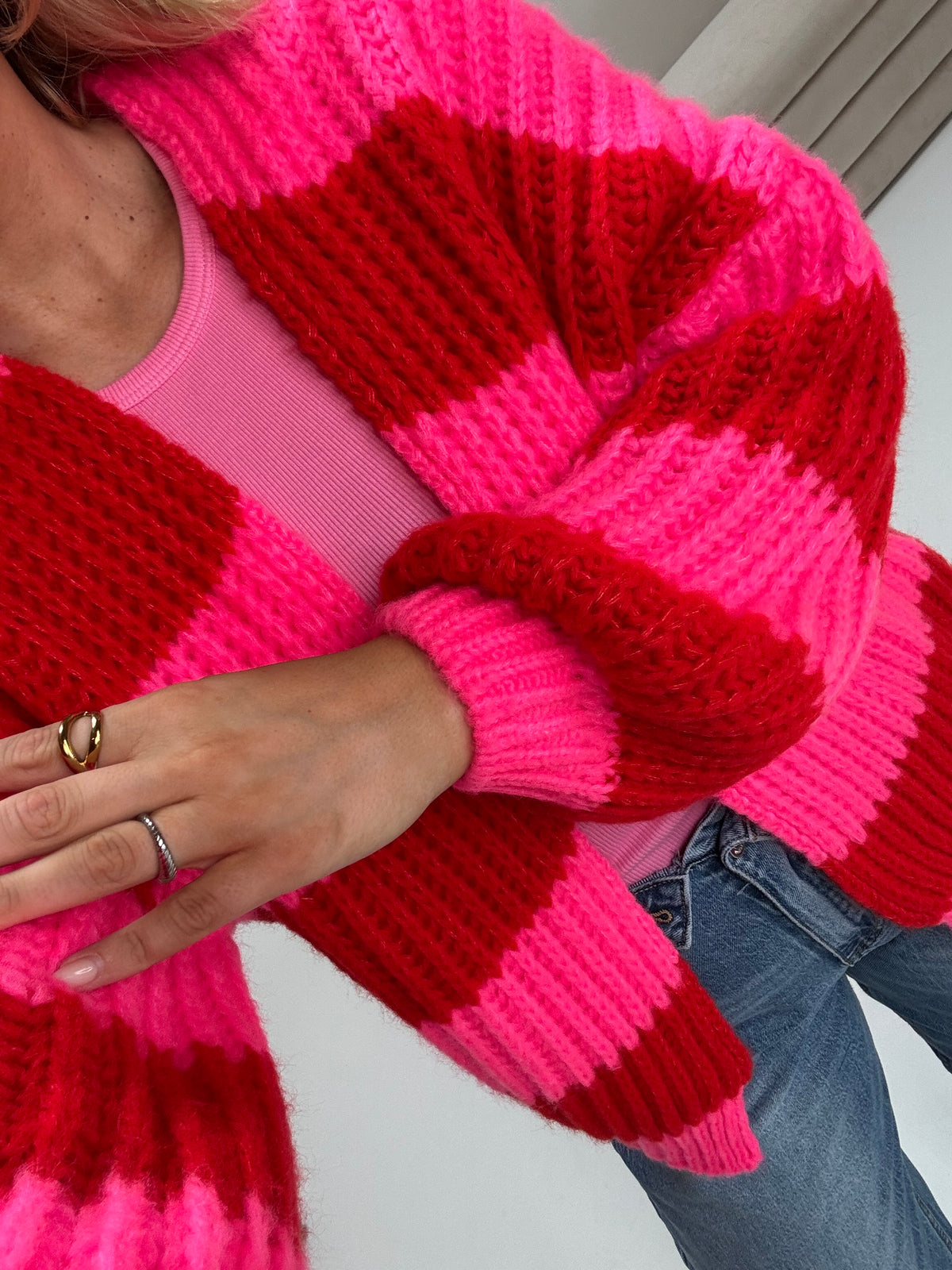 Strickjacke ONLY COZY VIBES pink/rot