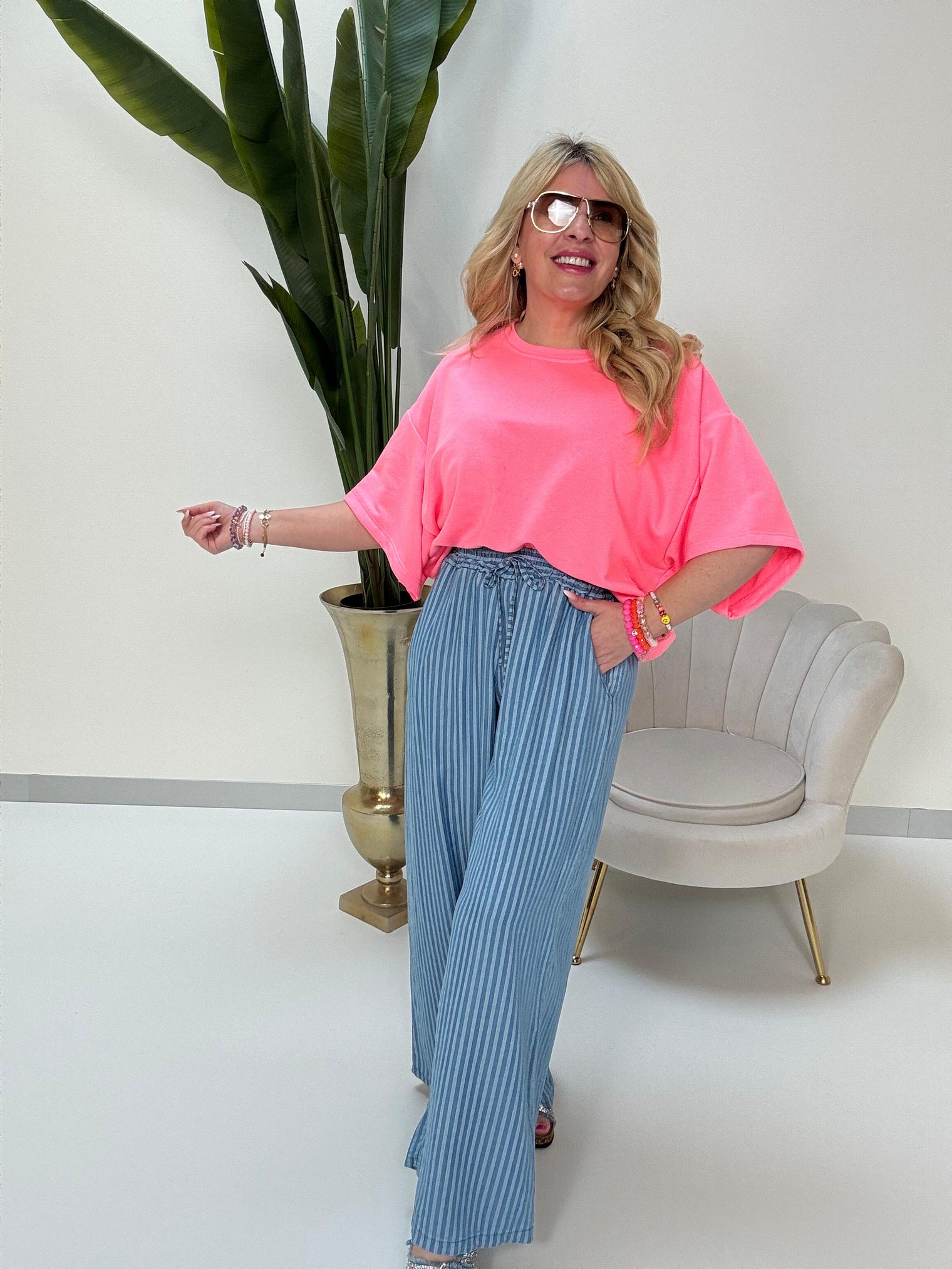 Sweatshirt kurzarm BEACH hotpink